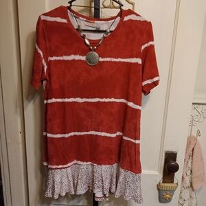 LOGO Lori Goldstein Batik Dyed Jersey Knit Tunic